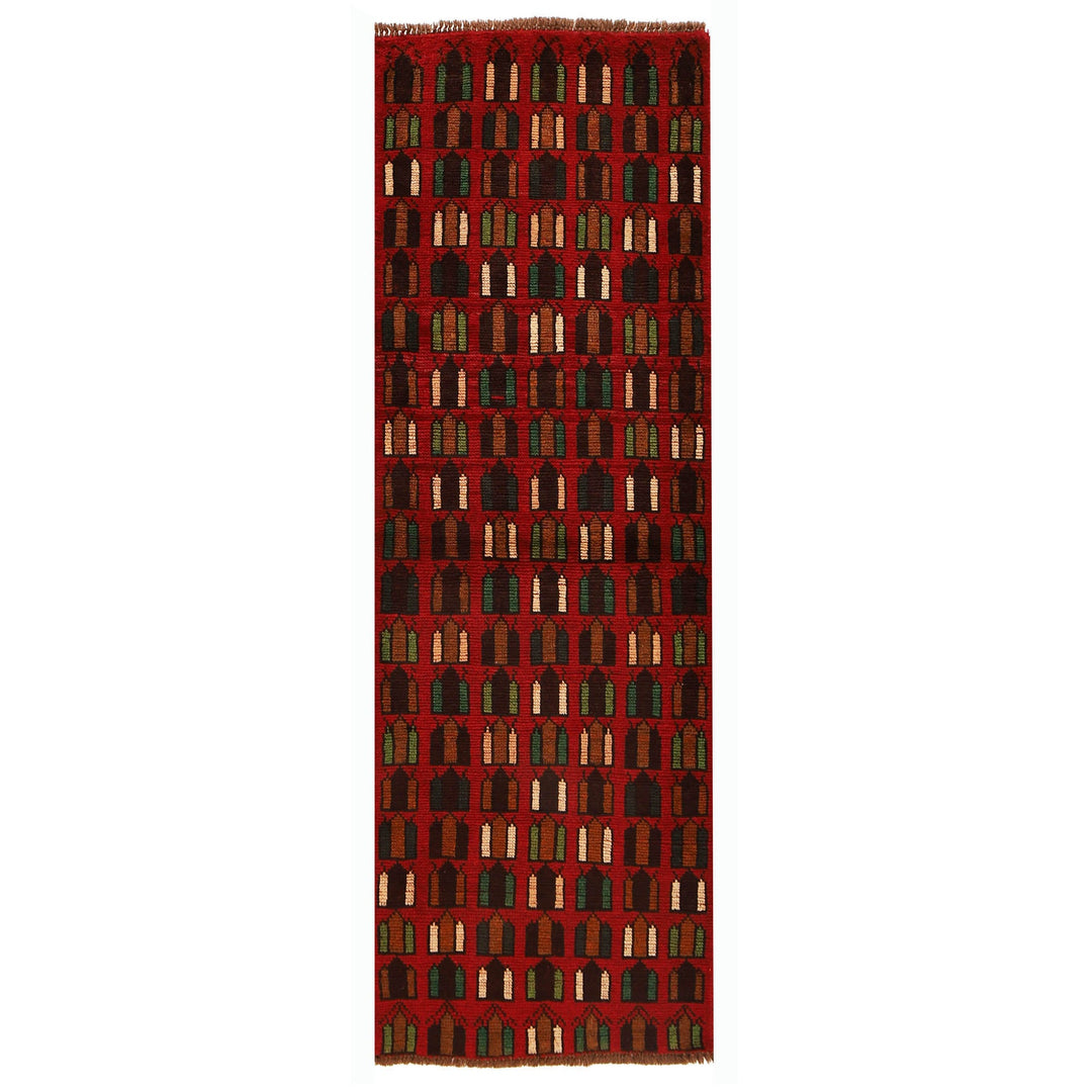 Red Afghan Baluchi Rug 2' 4" x 6' 8" Hand-Knotted