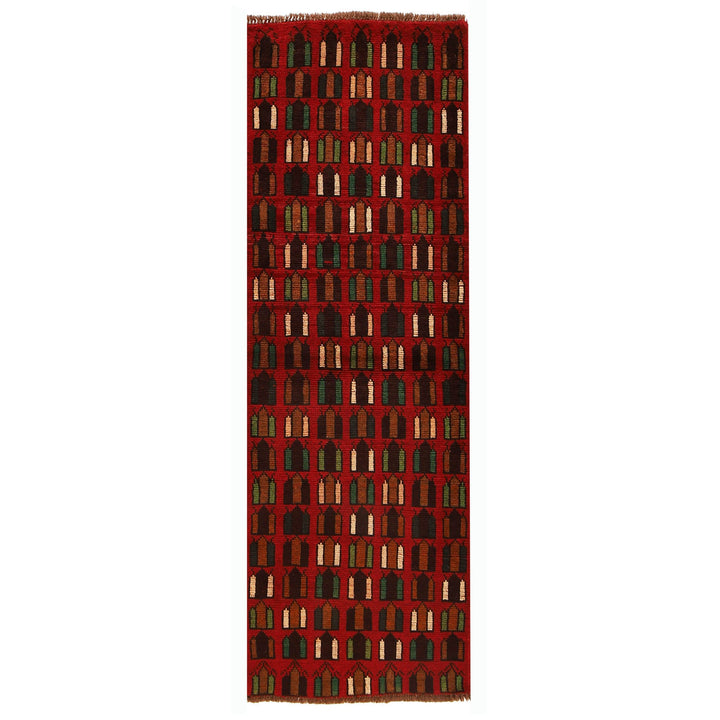 Red Afghan Baluchi Rug 2' 4" x 6' 8" Hand-Knotted