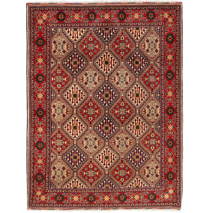 Authentic Hand-Knotted Afghan Rug 5' 1" x 6' 9" - No. AL74073