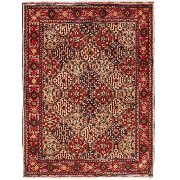Authentic Hand-Knotted Afghan Rug 5' 1" x 6' 9" - No. AL74073