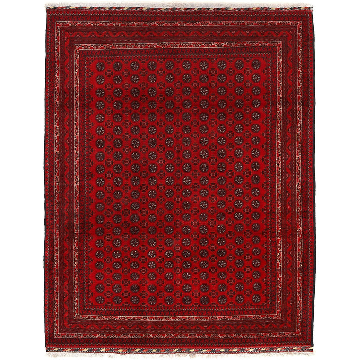 Rich Burgundy Color Khoja Roshnai Area Rug 5' 0" x 6' 6" - No. AL77647