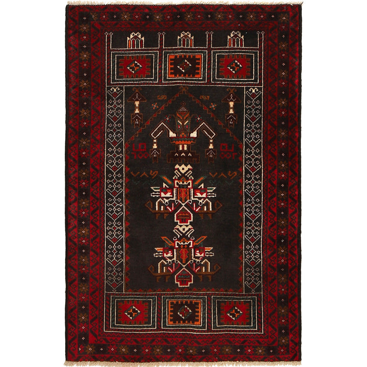 Afghan Prayer Rug 3' 0" x 4' 6" Hand-Knotted