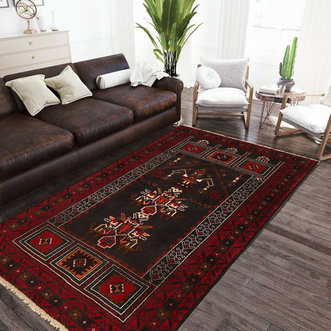 Afghan Prayer Rug 3' 0" x 4' 6" Hand-Knotted field