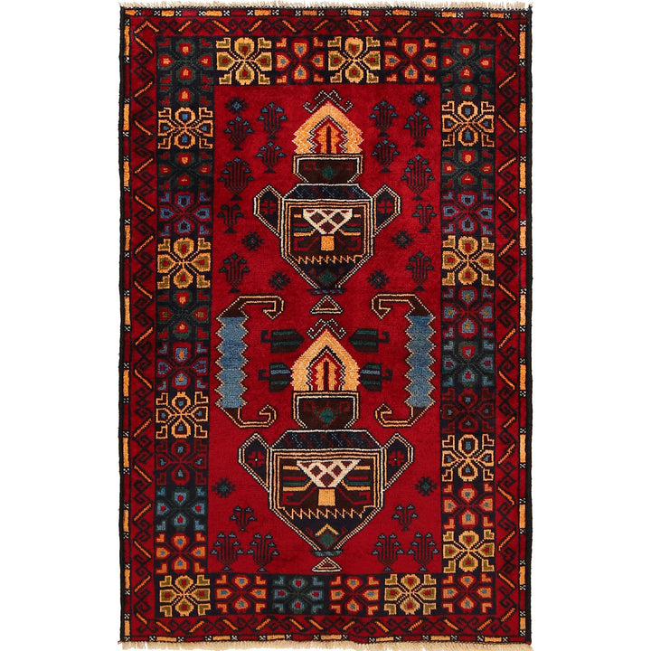 Afghan Baluchi Rug 3' 0" x 4' 8" Hand-Knotted