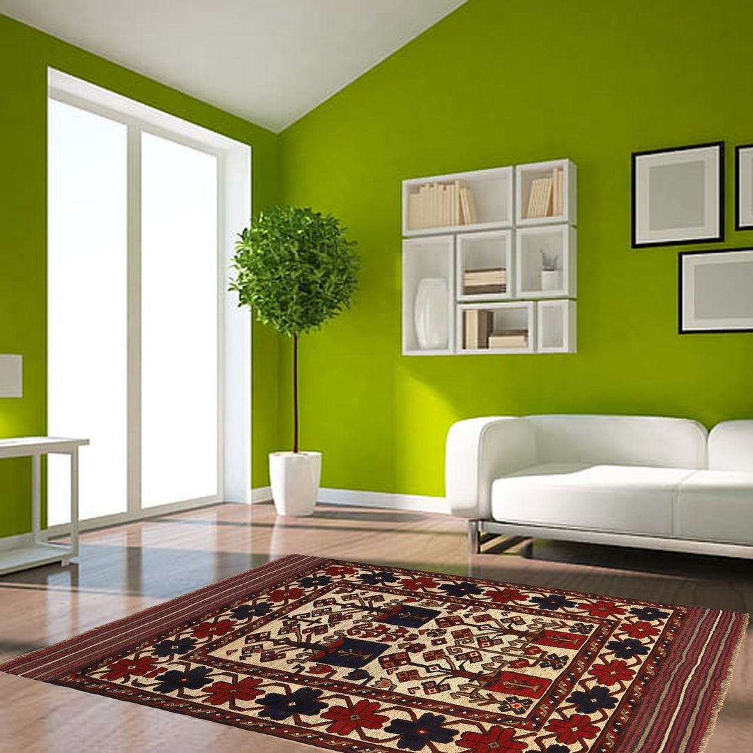 Handmade Barjista Kilim Rug 4' 3" x 6' 1" - No. AL14480