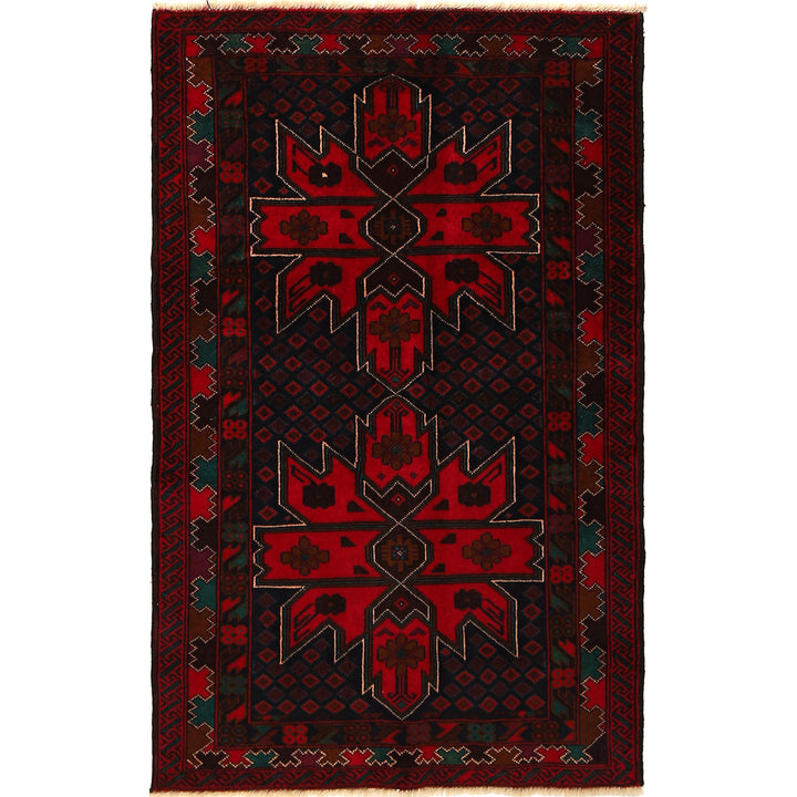 Afghan Baluchi Rug 3' 1" x 5' 0" Hand-Knotted