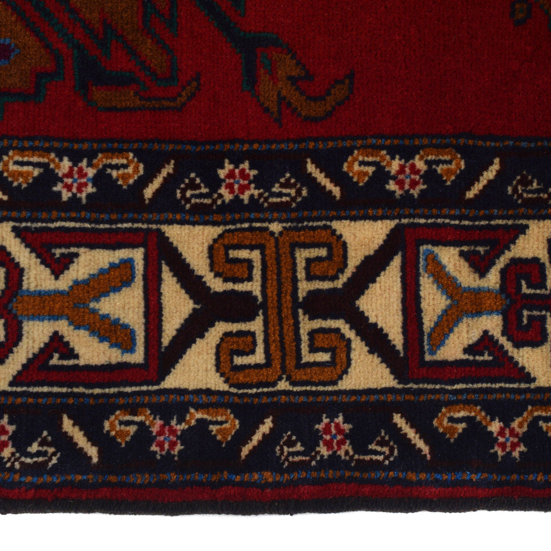 Afghan Baluchi Rug 2' 10" x 5' 5" Hand-Knotted detail