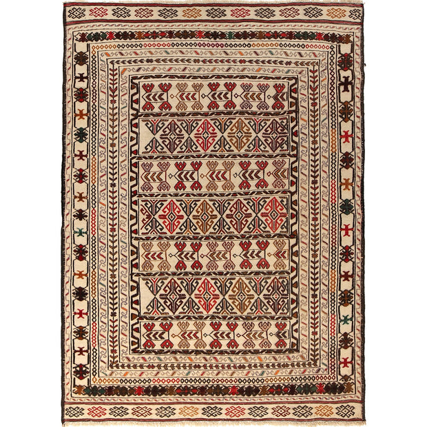 Handmade Soumak Kelim 4' 2" x 5' 10" - No. AL30026