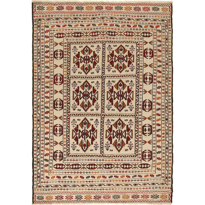 Handmade Soumak Kelim 4' 6" x 6' 5" - No. AL84058