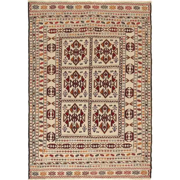 Handmade Soumak Kelim 4' 6" x 6' 5" - No. AL84058