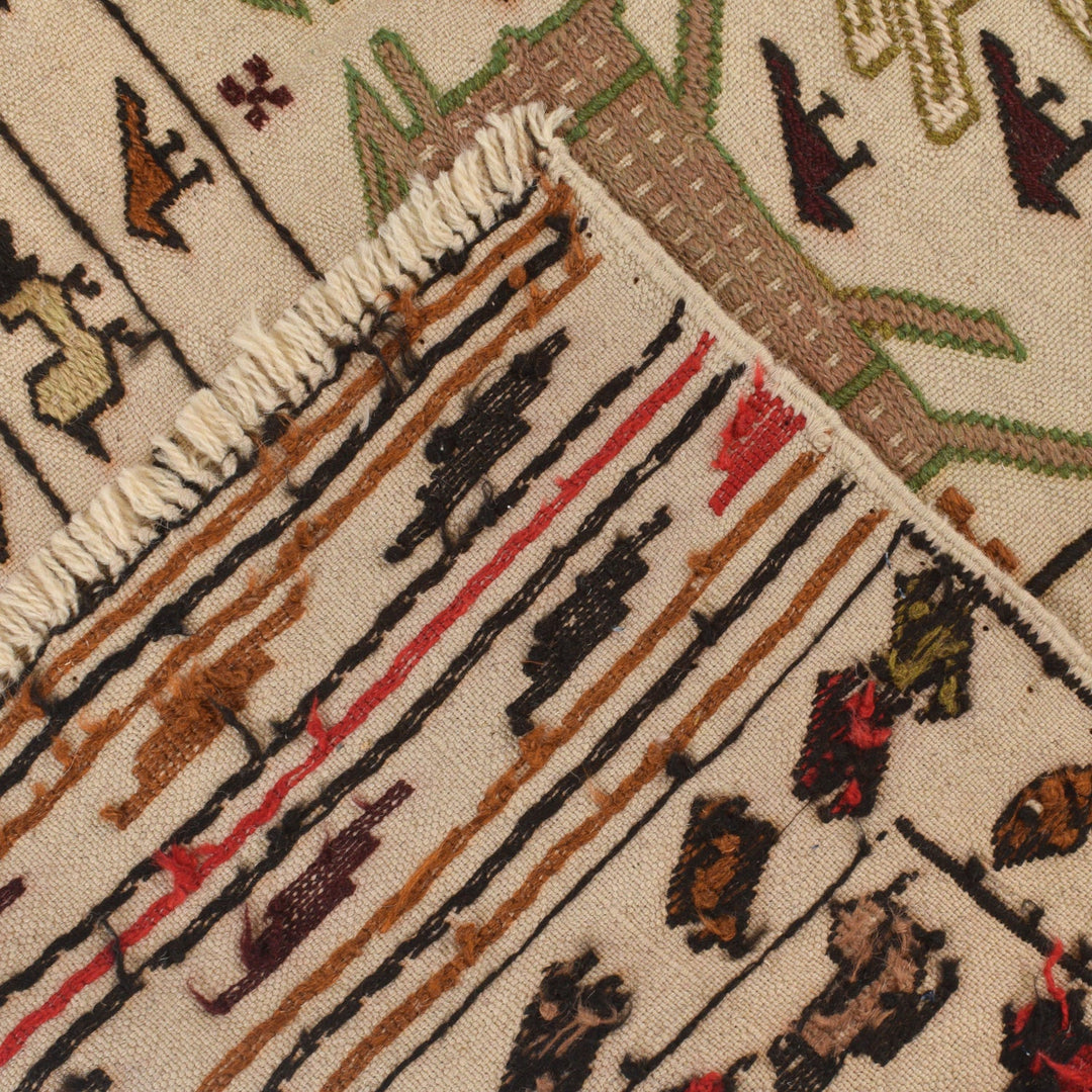 Handmade Soumak Kelim 4' 2" x 5' 11" - No. AL49989