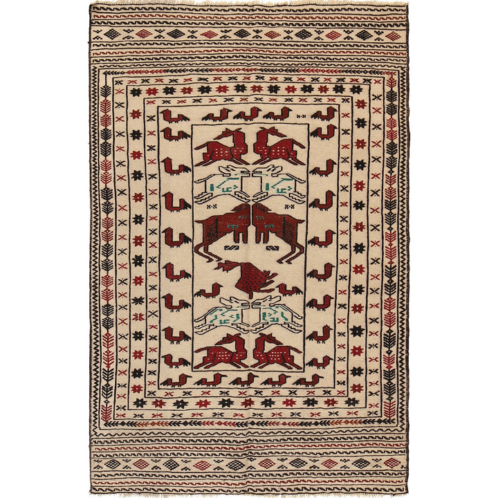 Handmade Soumak Kelim 3' 11" x 6' 3" - No. AL32606