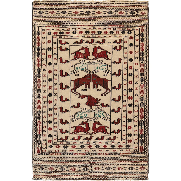 Handmade Soumak Kelim 3' 11" x 6' 3" - No. AL32606