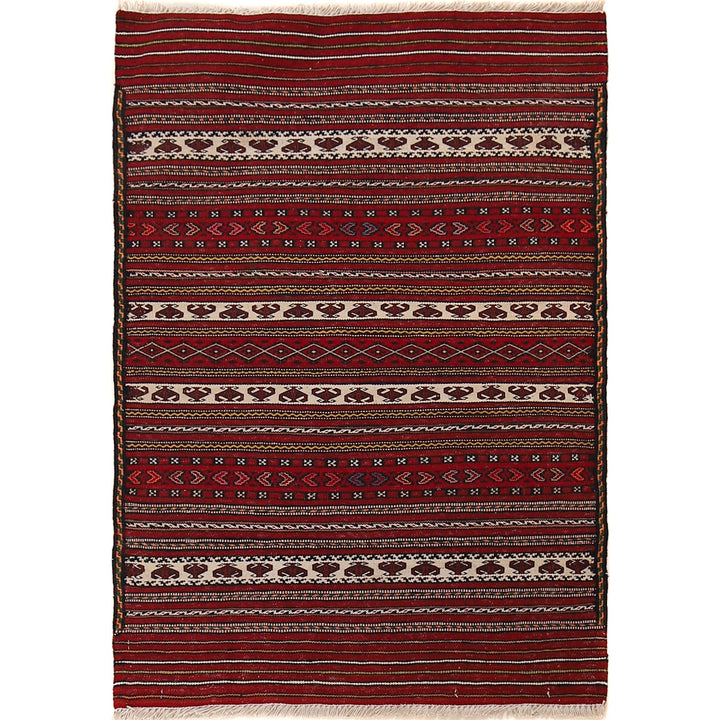 Afghan Kilim Rug 2' 3" x 3' 3" Flat-Weave