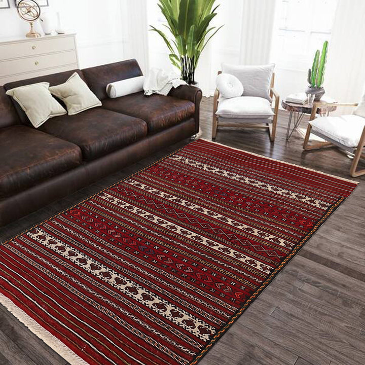 Afghan Kilim Rug 2' 3" x 3' 3" Flat-Weave field