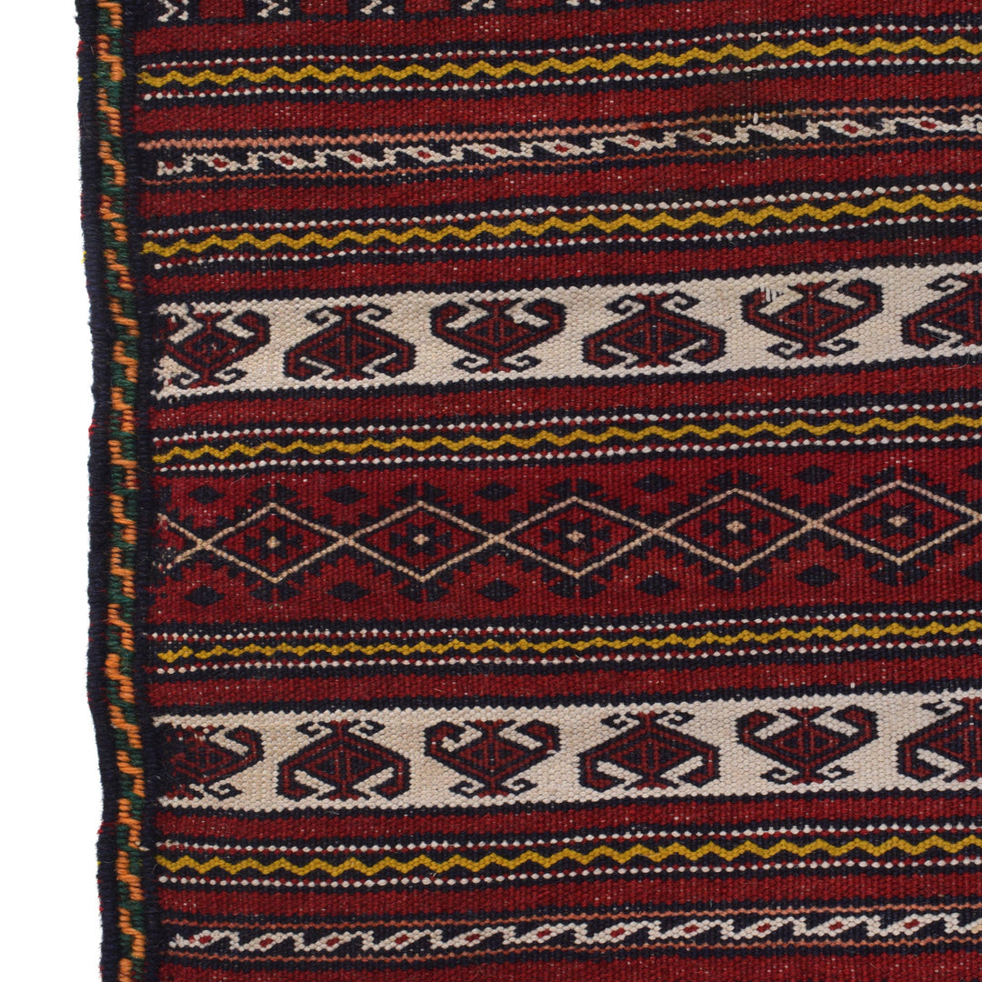 Afghan Kilim Rug 2' 3" x 3' 3" Flat-Weave detail