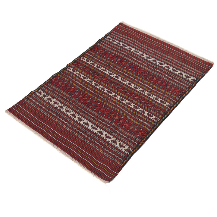 Afghan Kilim Rug 2' 3" x 3' 3" Flat-Weave close-up