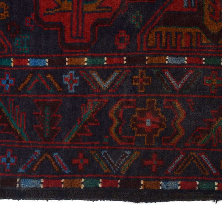 Afghan Prayer Rug 2' 11" x 4' 8" Hand-Knotted detail