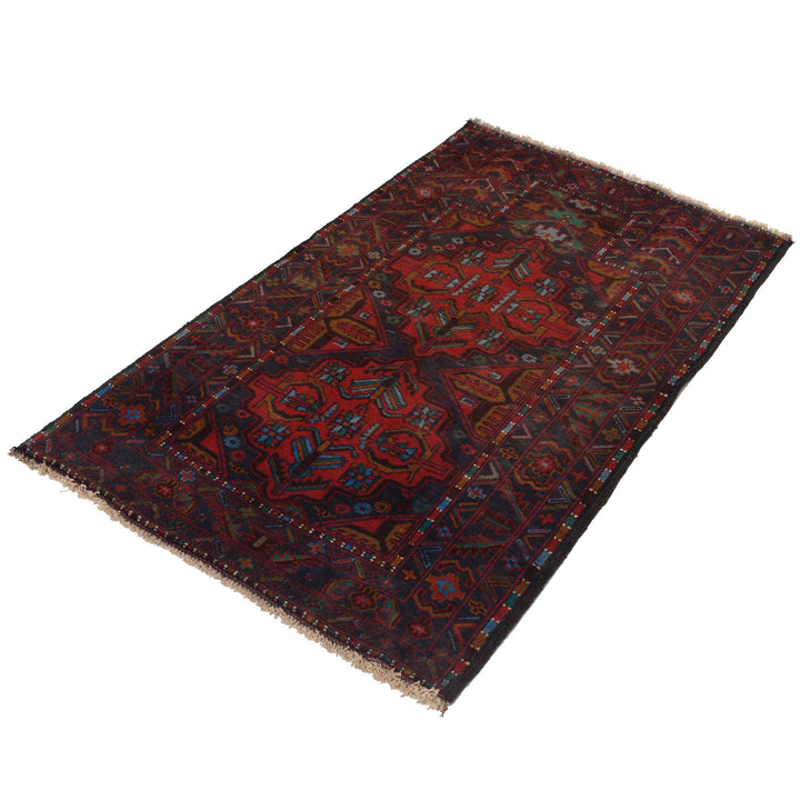 Afghan Prayer Rug 2' 11" x 4' 8" Hand-Knotted close-up
