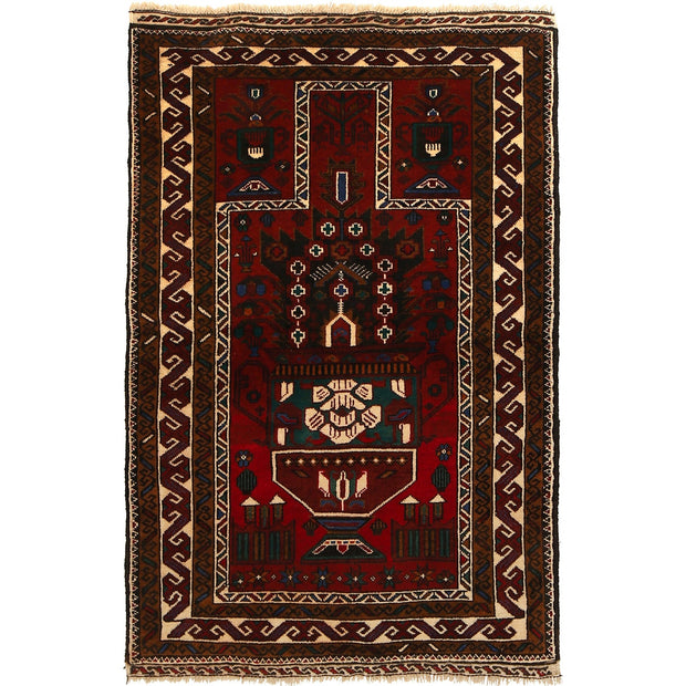 Red Color Prayer Rug 2' 11" x 4' 6" - No. AL34876
