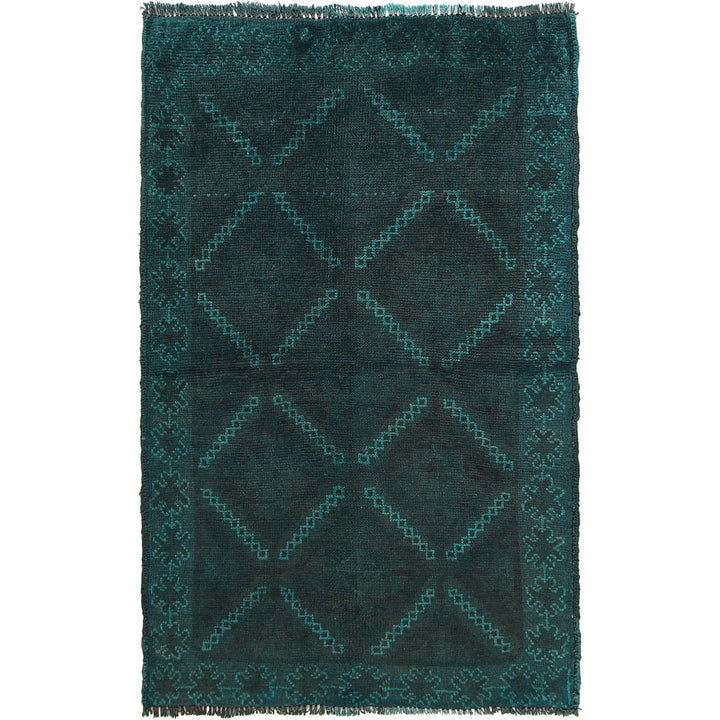 Blue Pakistani Overdyed Rug 2' 8" x 4' 3" Hand-Knotted