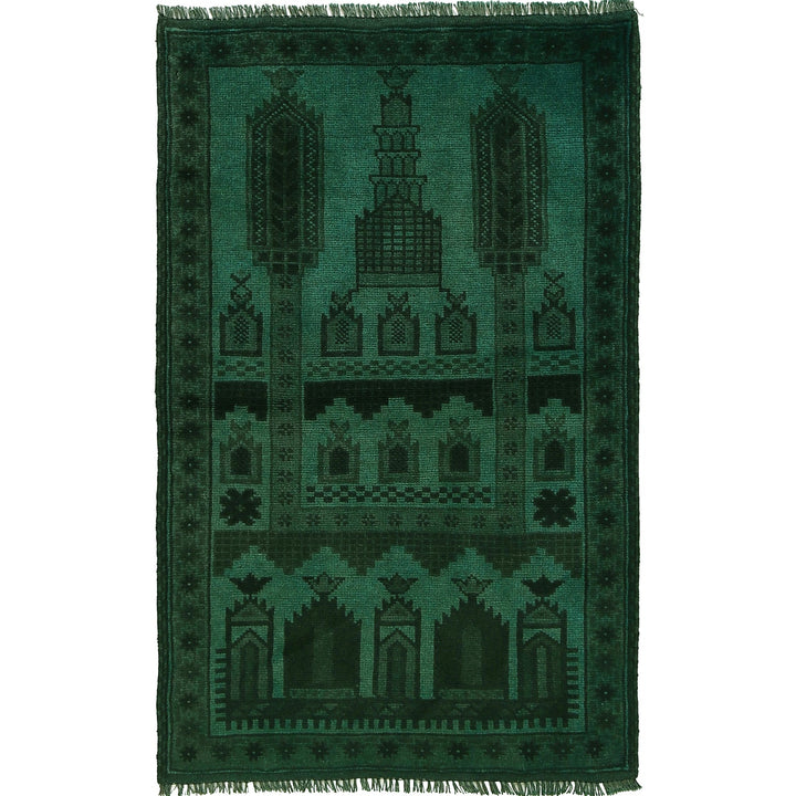 Green Overdyed Prayer Area Rug 2' 10" x 4' 5" - No. AL28175