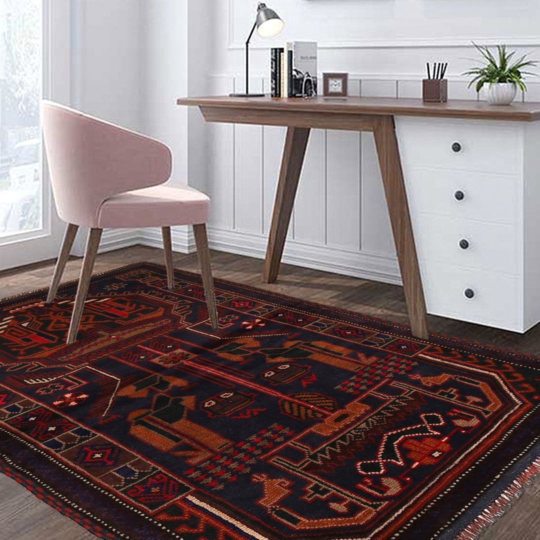 Afghan Prayer Rug 3' 2" x 5' 1" Hand-Knotted texture