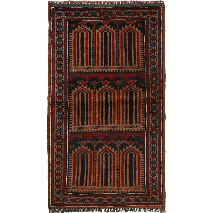 Afghan Prayer Rug 2' 9" x 4' 10" Hand-Knotted