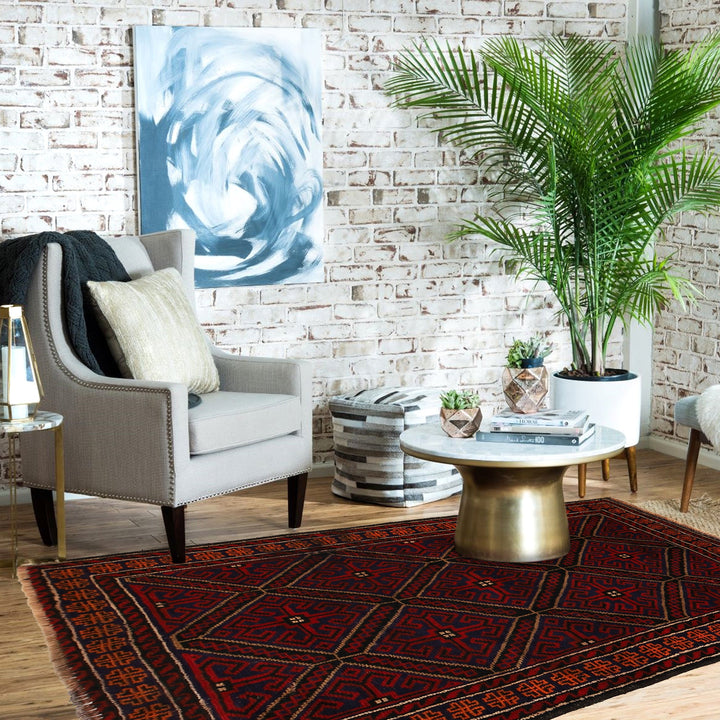 Afghan Baluchi Rug 2' 11" x 4' 2" Hand-Knotted texture