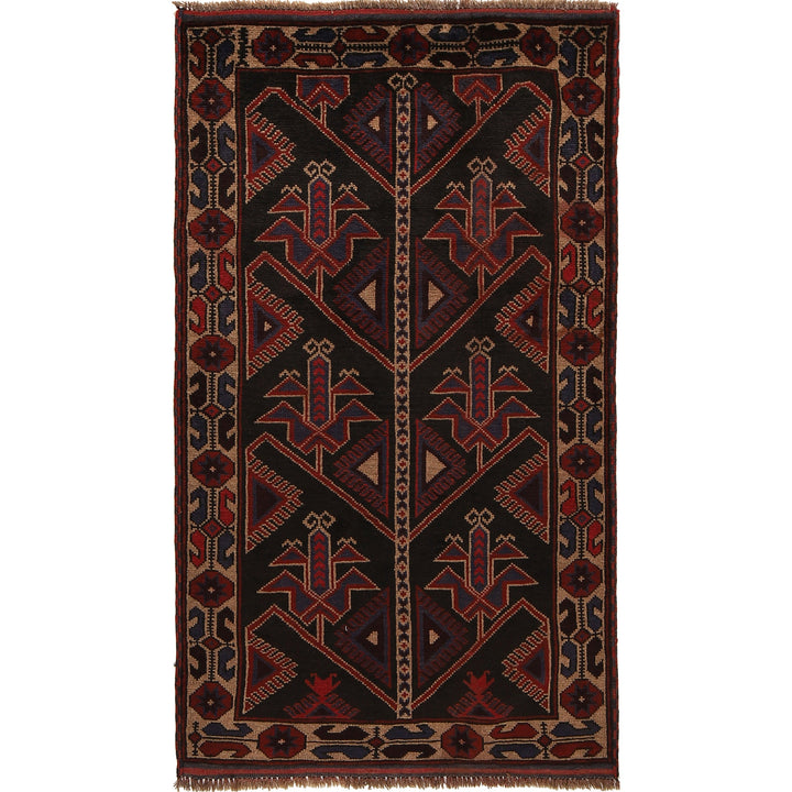 Afghan Baluchi Rug 2' 9" x 4' 10" Hand-Knotted