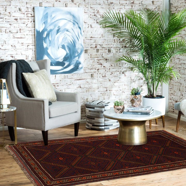 Afghan Baluchi Rug 2' 11" x 4' 11" Hand-Knotted texture
