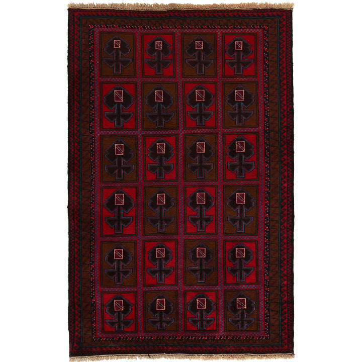 Afghan Baluchi Rug 2'11" x 4'9" Hand-Knotted