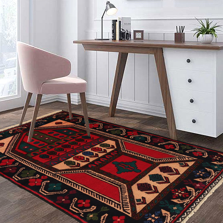 Afghan Prayer Rug 2' 9" x 4' 9" Hand-Knotted texture