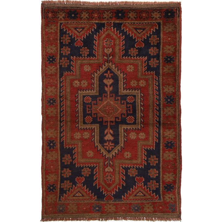 Afghan Baluchi Rug 3' 1" x 4' 8" Hand-Knotted