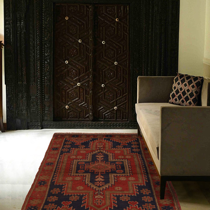 Afghan Baluchi Rug 3' 1" x 4' 8" Hand-Knotted texture