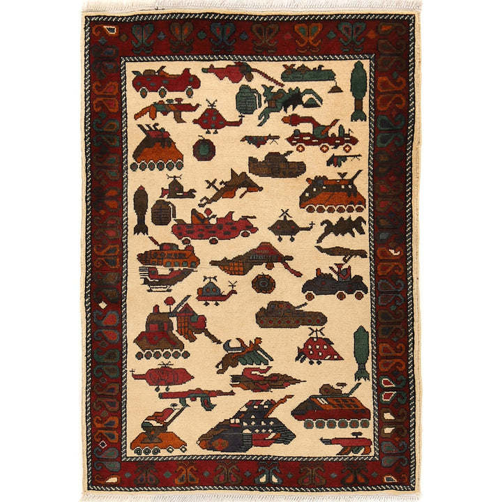 Handcrafted Afghan War Rug 2' 7" x 4' 1" - No. AL53725