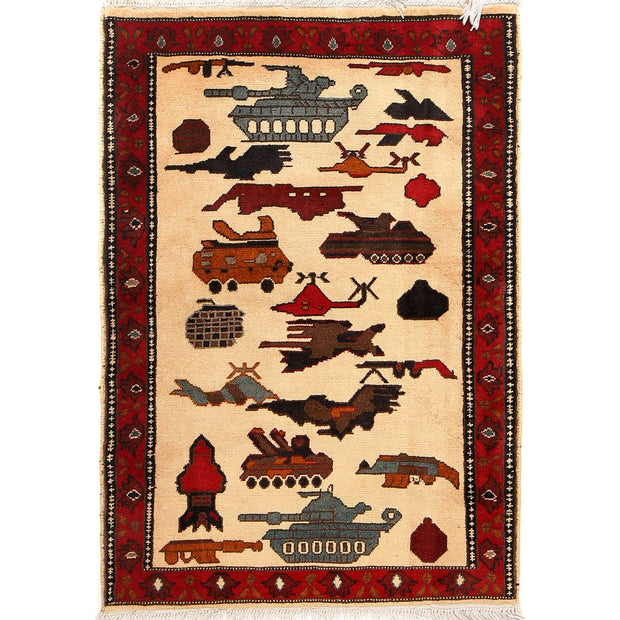 Authentic Afghan War Area Rug 2' 9" x 4' 0" - No. AL85345