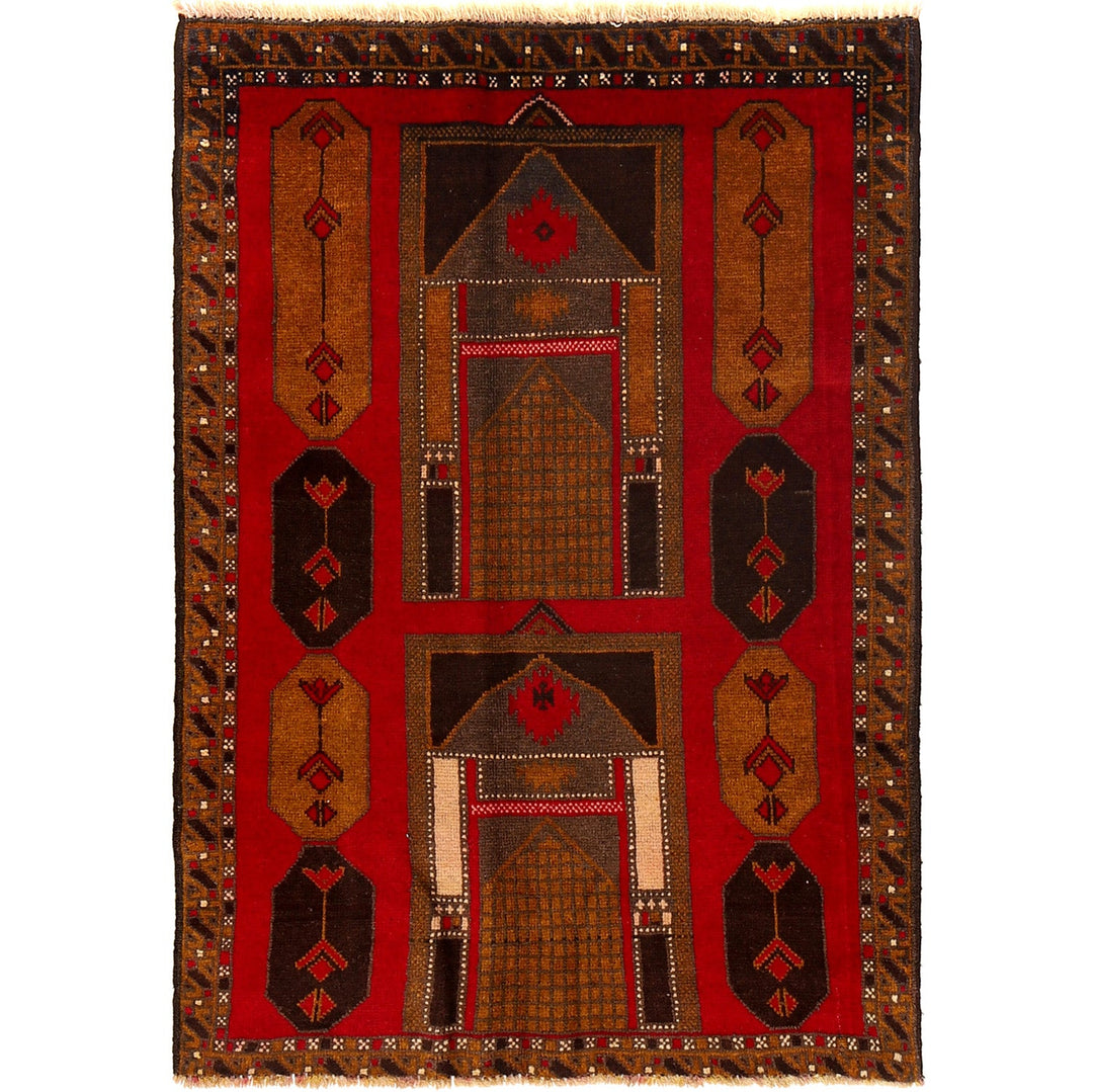 Afghan Baluchi Rug 3' 1" x 4' 3" Hand-Knotted