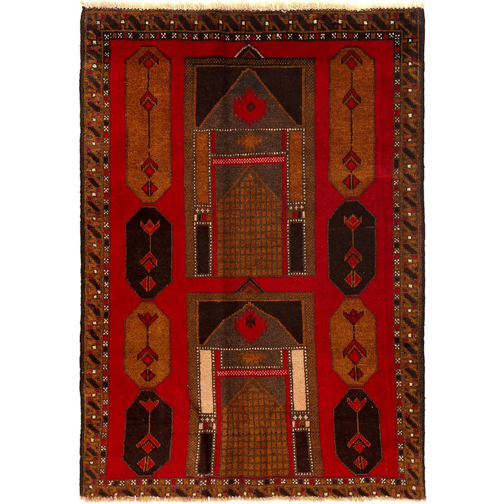 Afghan Baluchi Rug 3' 1" x 4' 3" Hand-Knotted