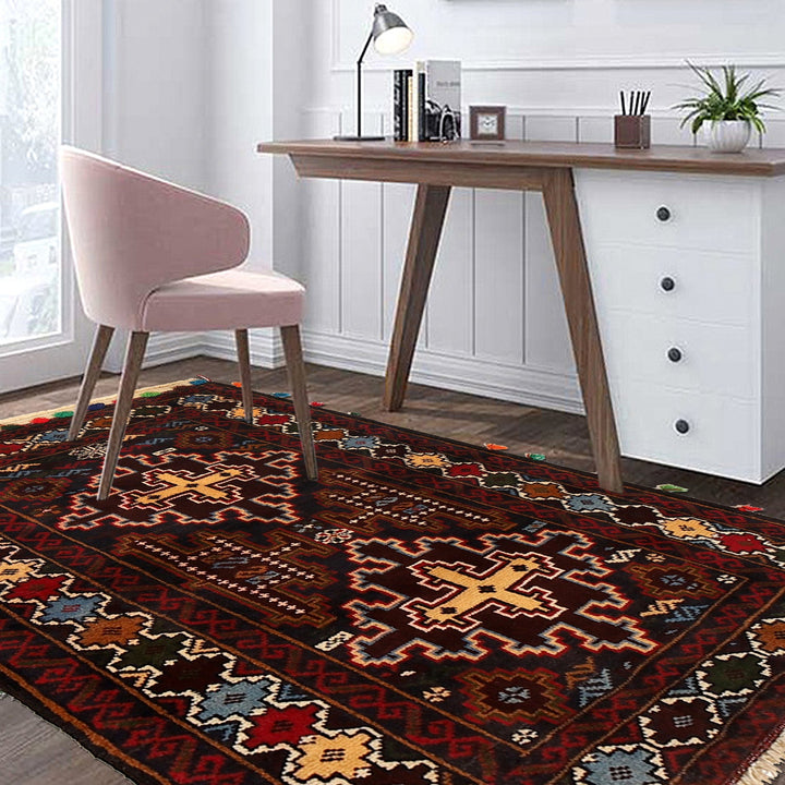 Afghan Baluchi Rug 2' 6" x 3' 5" Hand-Knotted texture