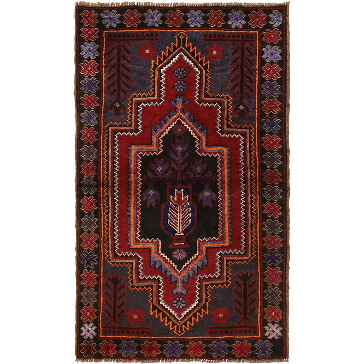 Afghan Baluchi Rug 2' 10" x 4' 6" Hand-Knotted