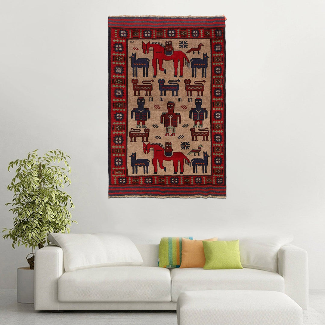 Hand Made Animal Pictorial Area Carpet 4' 3" x 5' 7" - No. AL40492