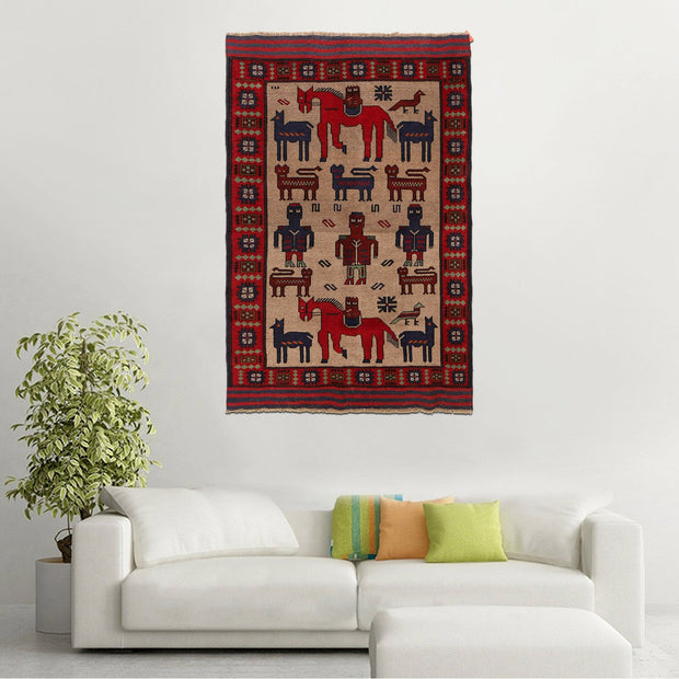 Hand Made Animal Pictorial Area Carpet 4' 3" x 5' 7" - No. AL40492