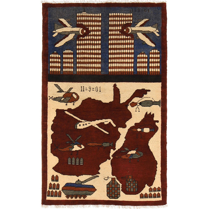 Handmade Afghan War Area Rug 2' 7" x 4' 3" - No. AL63198