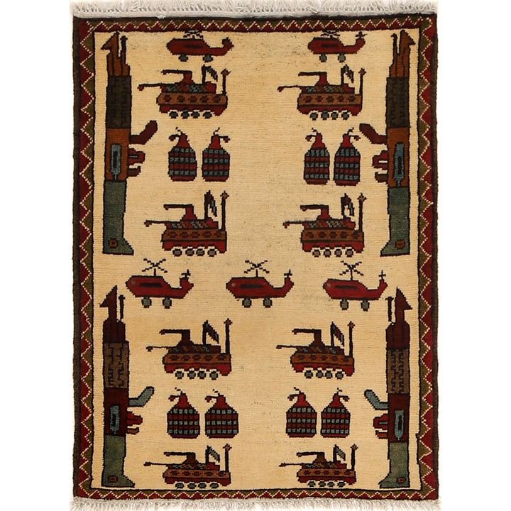 Afghan War Rug – Military Design 2' 2" x 2' 9" - No. AL33632