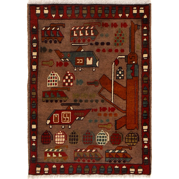 Brown War Rug 2' 0" x 2' 10" - No. AL41882