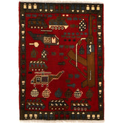 Red War Rug 2' 1" x 2' 9" - No. AL57755