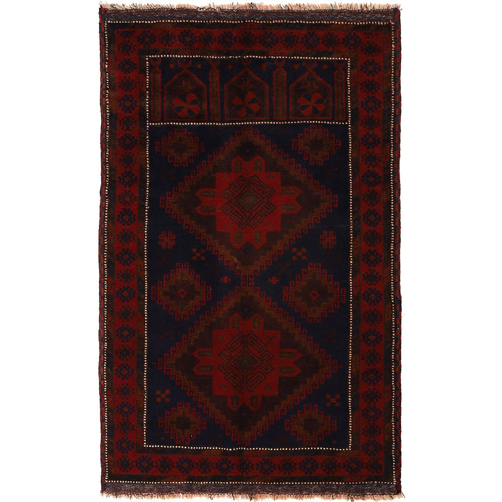 Afghan Prayer Rug 3' 0" x 4' 8" Hand-Knotted