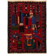 Red Baluchi Rug 3' 4" x 4' 9" - No. AL33321