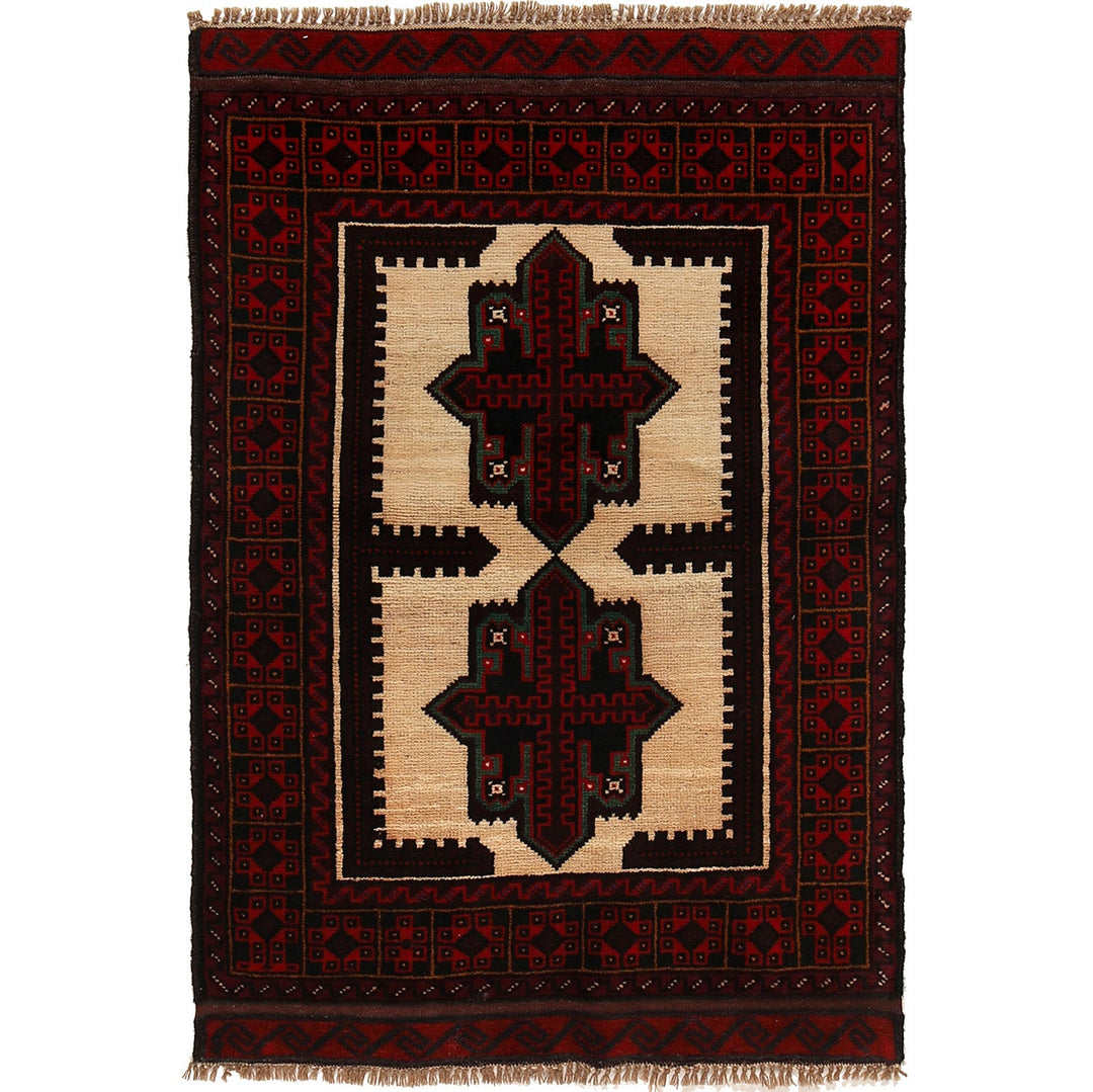 Afghan Baluchi Rug 2' 9" x 4' 2" Hand-Knotted